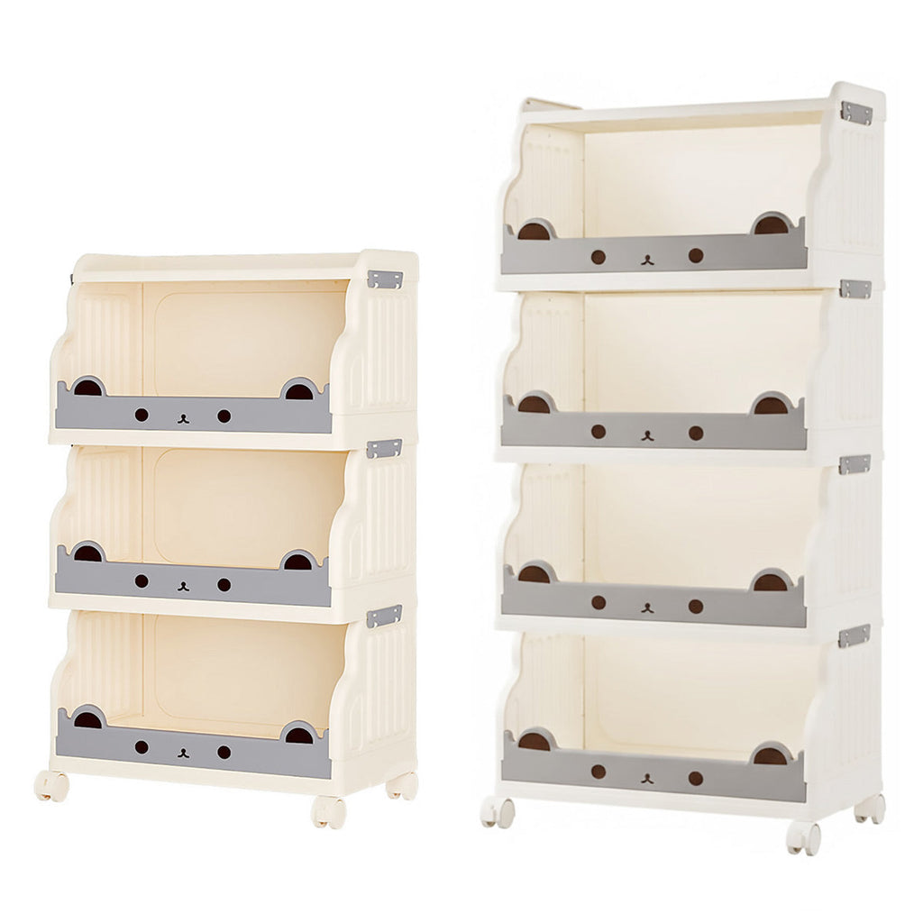 Cream Foldable Rolling Rack Two Heights Set | StorageOZ