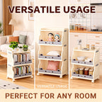 Cream Foldable Rolling Rack Two Heights Set | StorageOZ