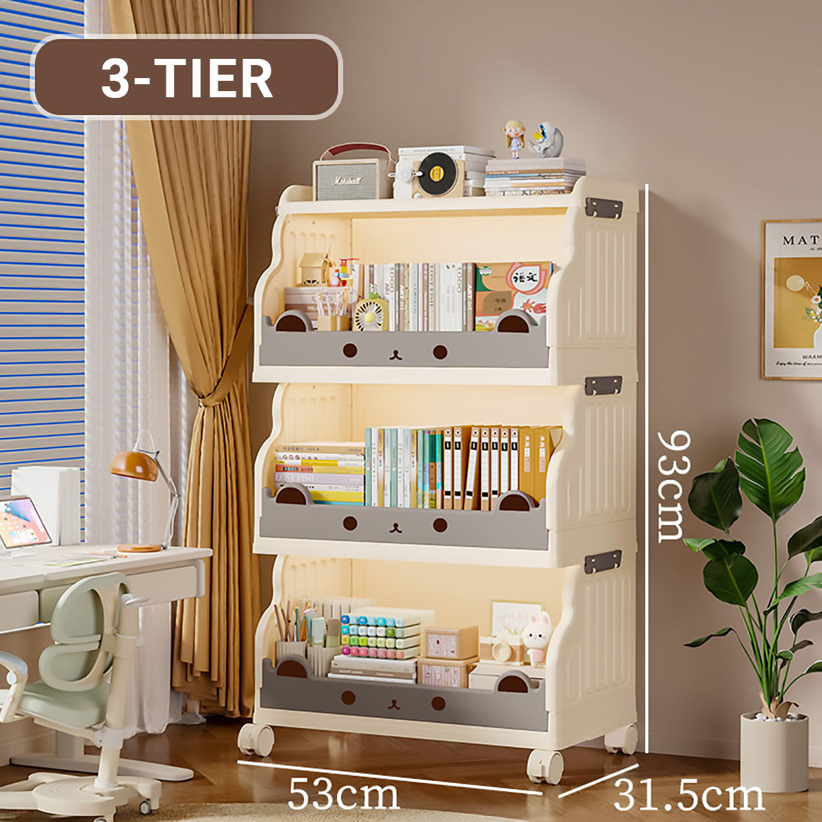 Cream Foldable Rolling Rack Two Heights Set | StorageOZ