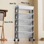 4 Tier Rolling Magazine File Cart Grey White | StorageOZ