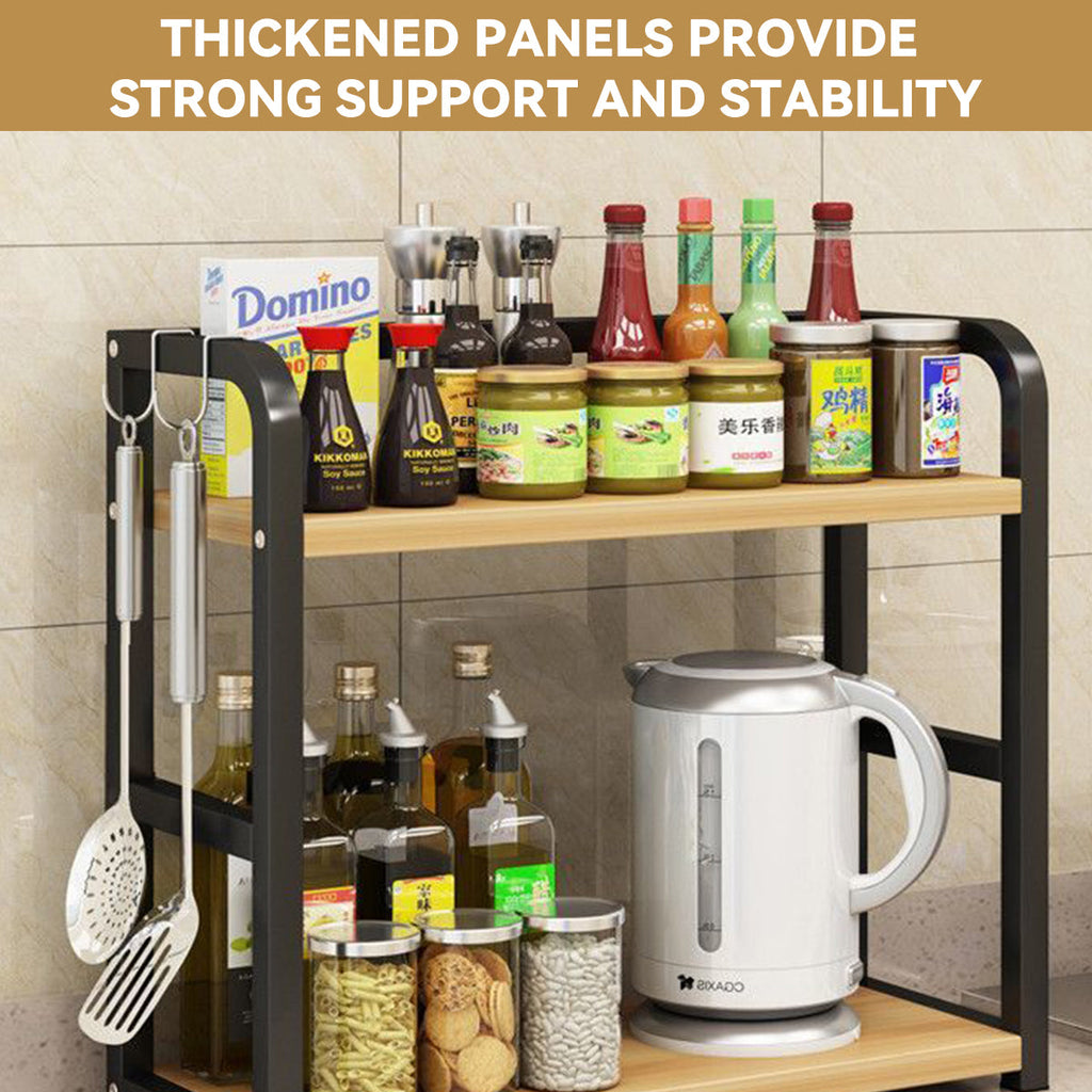 2 Tier Kitchen Storage Rack Floor Standing 50 x 42 x 14cm Spice Seasoning Shelf