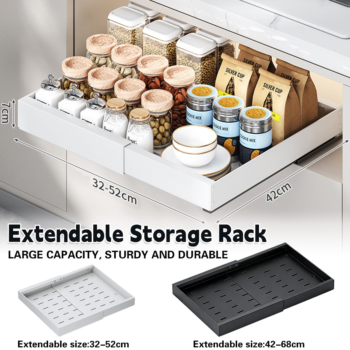 Pull Out Cabinet Basket Two Colours Rack | StorageOZ