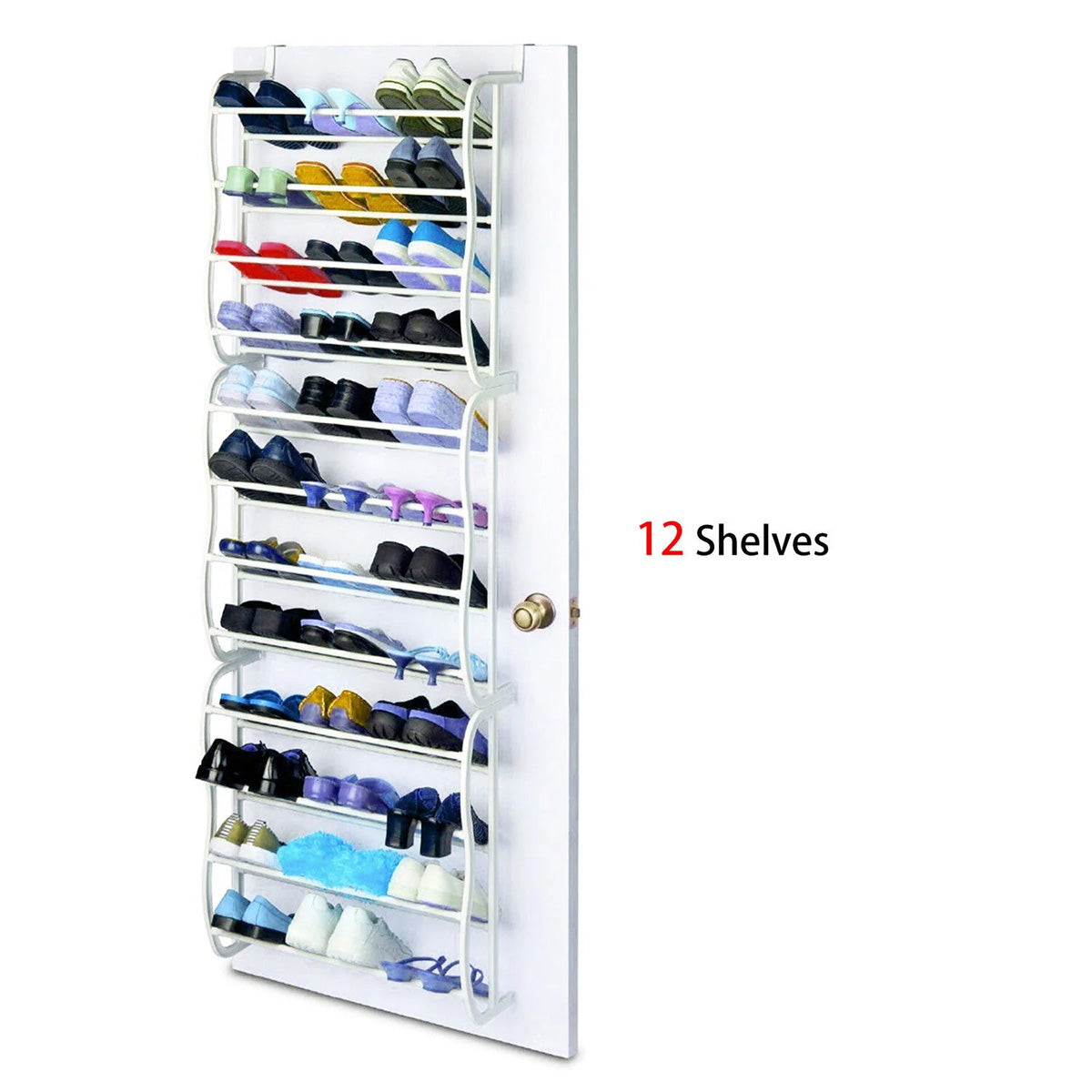 Over Door 12 Tier Shoe Rack White 181cm Tall