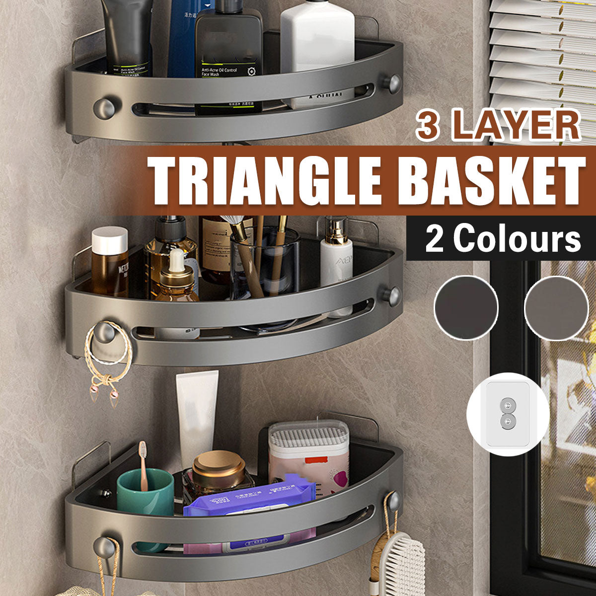 3 Tier Triangle Bathroom Rack Two Colours | StorageOZ