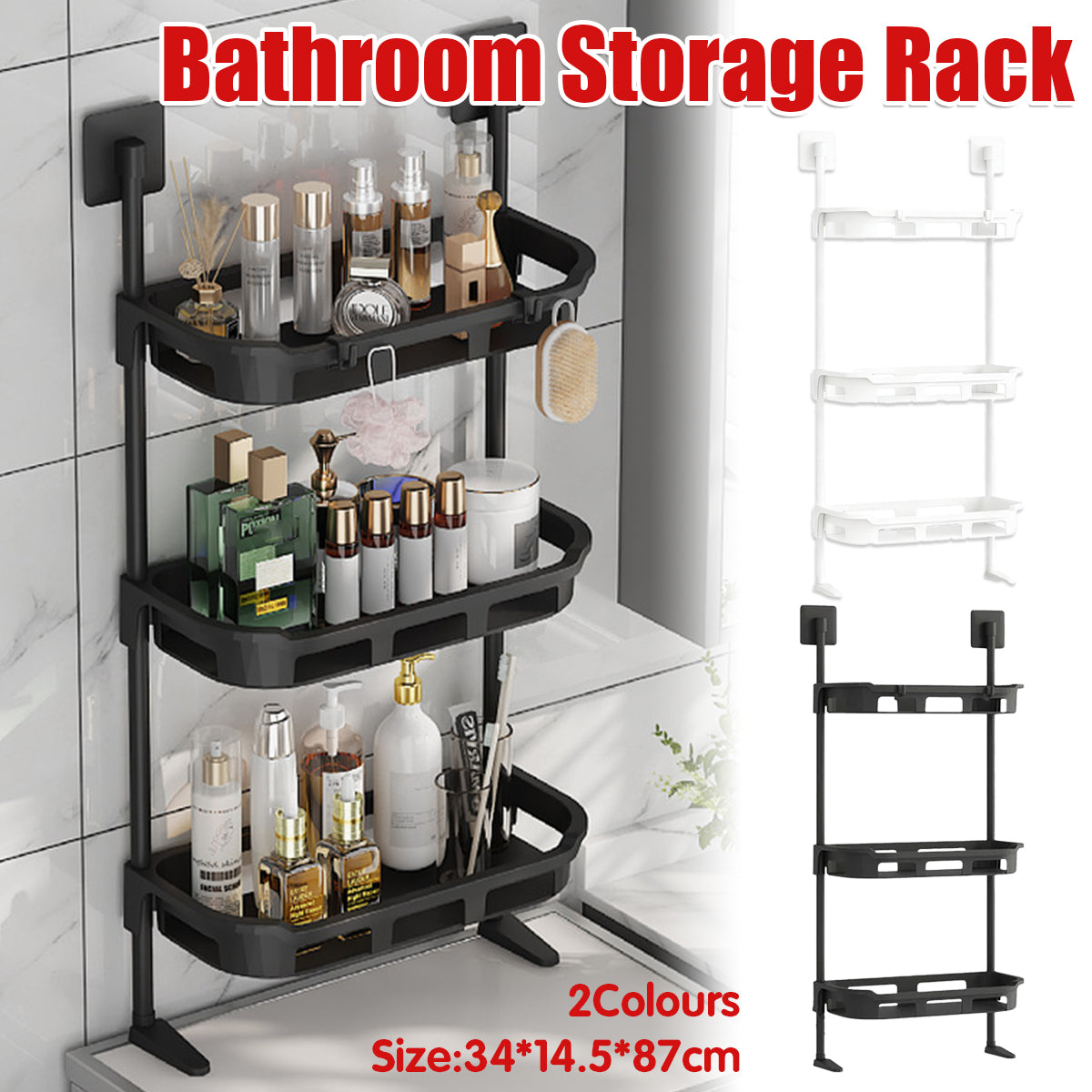 3 Tier Bathroom Wall Rack Two Colours Set | StorageOZ