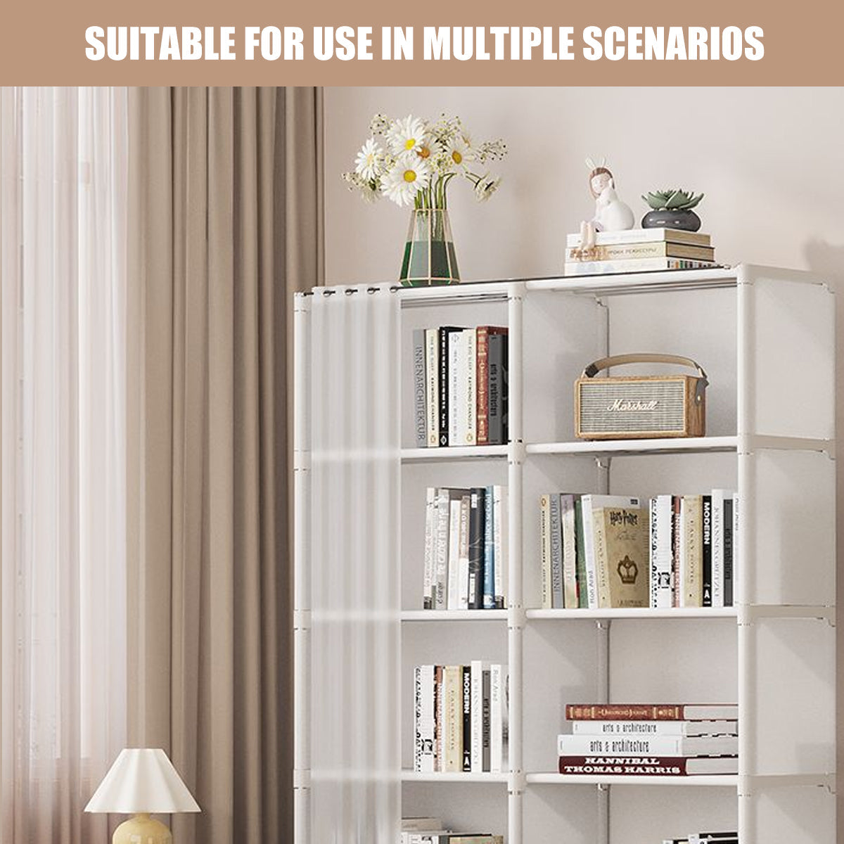 Curtained Modular Storage Shelf Four Layouts | StorageOZ