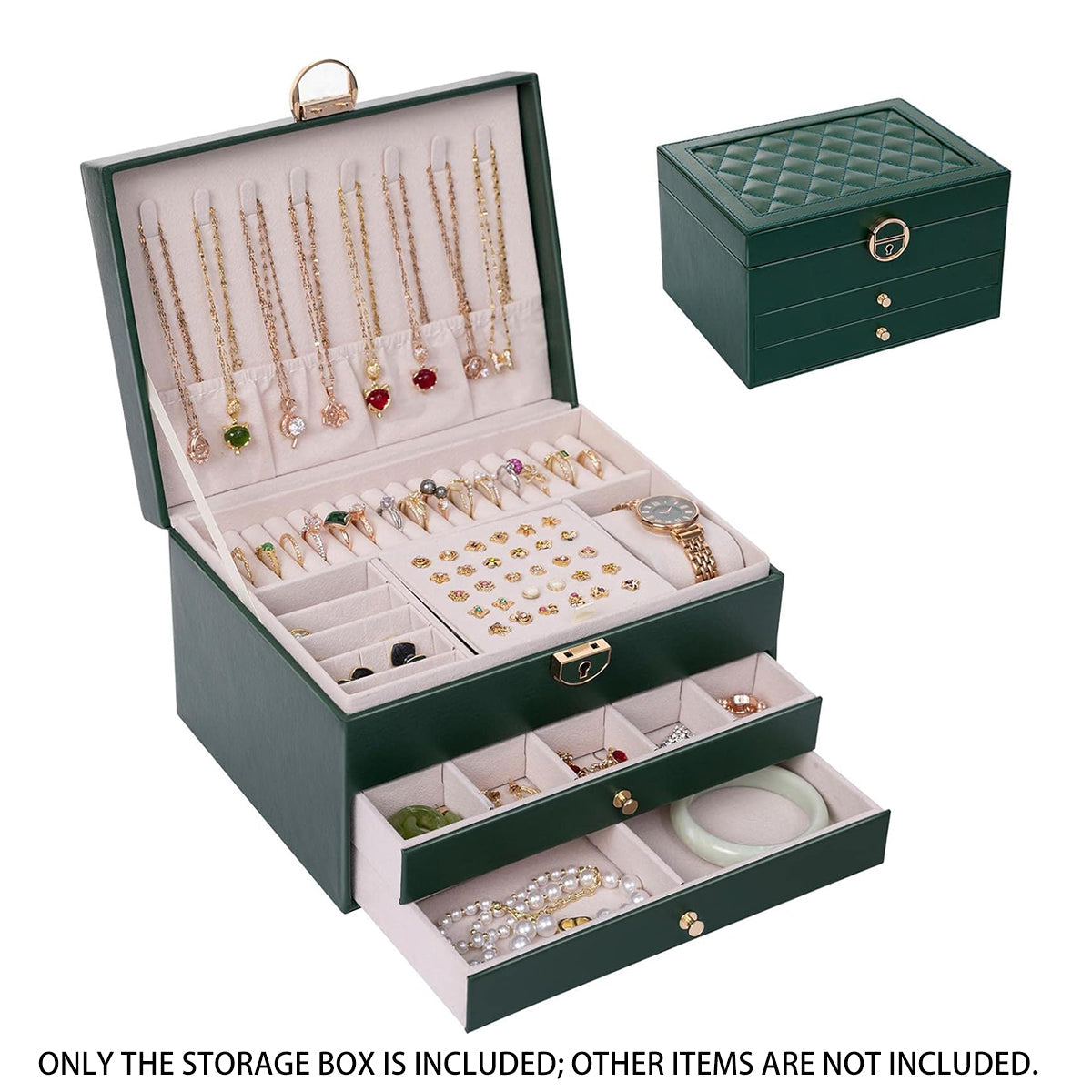 3 Layer Leather Jewellery Box Two Colours | StorageOZ