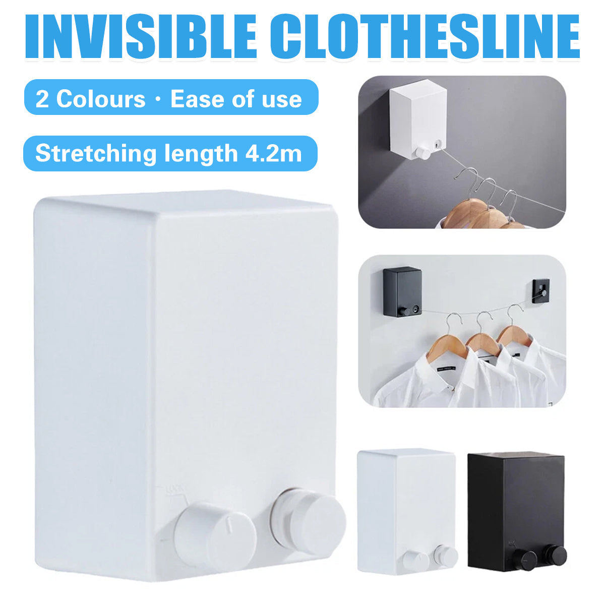 Retractable 4.2m Clothesline Two Colours | StorageOZ