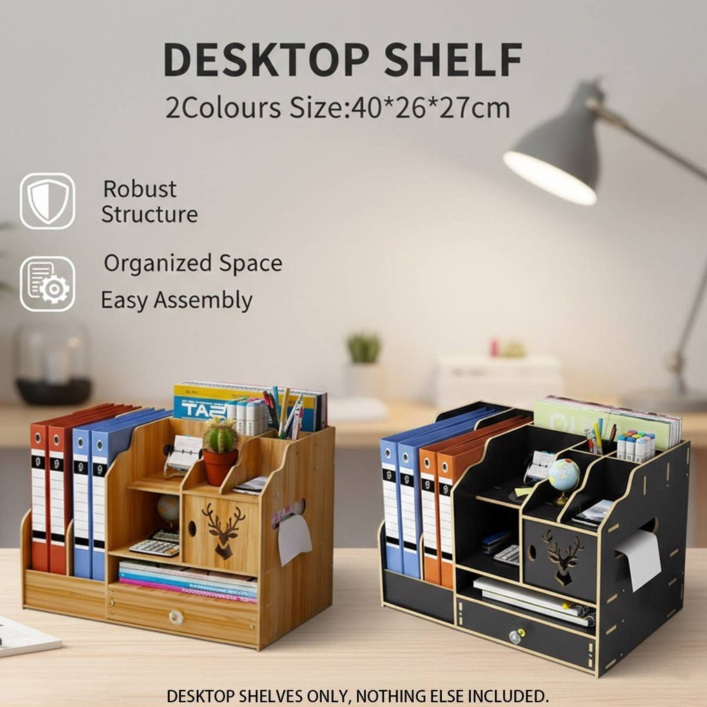 Wooden Desktop File Rack Two Finishes Set | StorageOZ