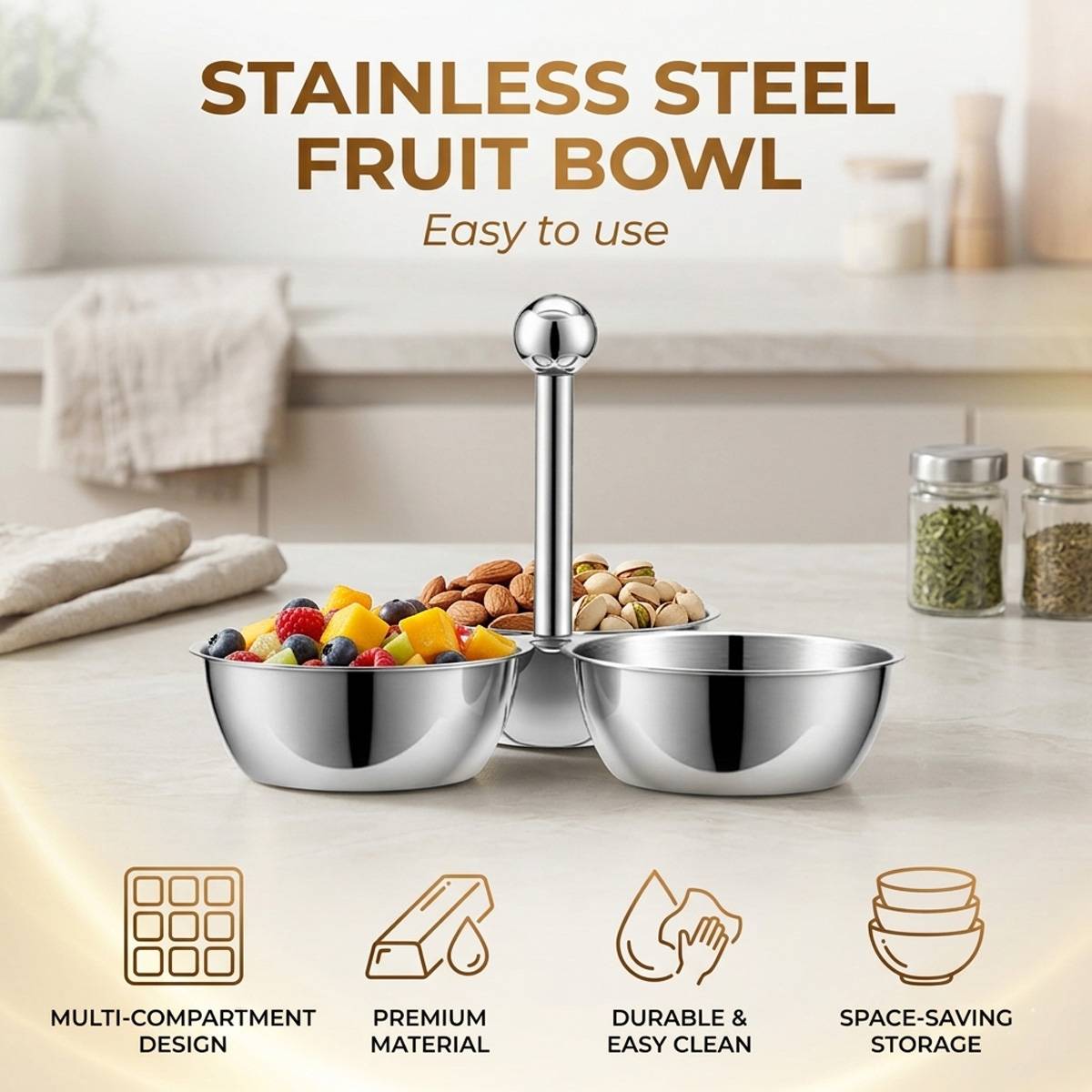 3 Bowl Snack Storage Rack Kitchen Organiser | StorageOZ