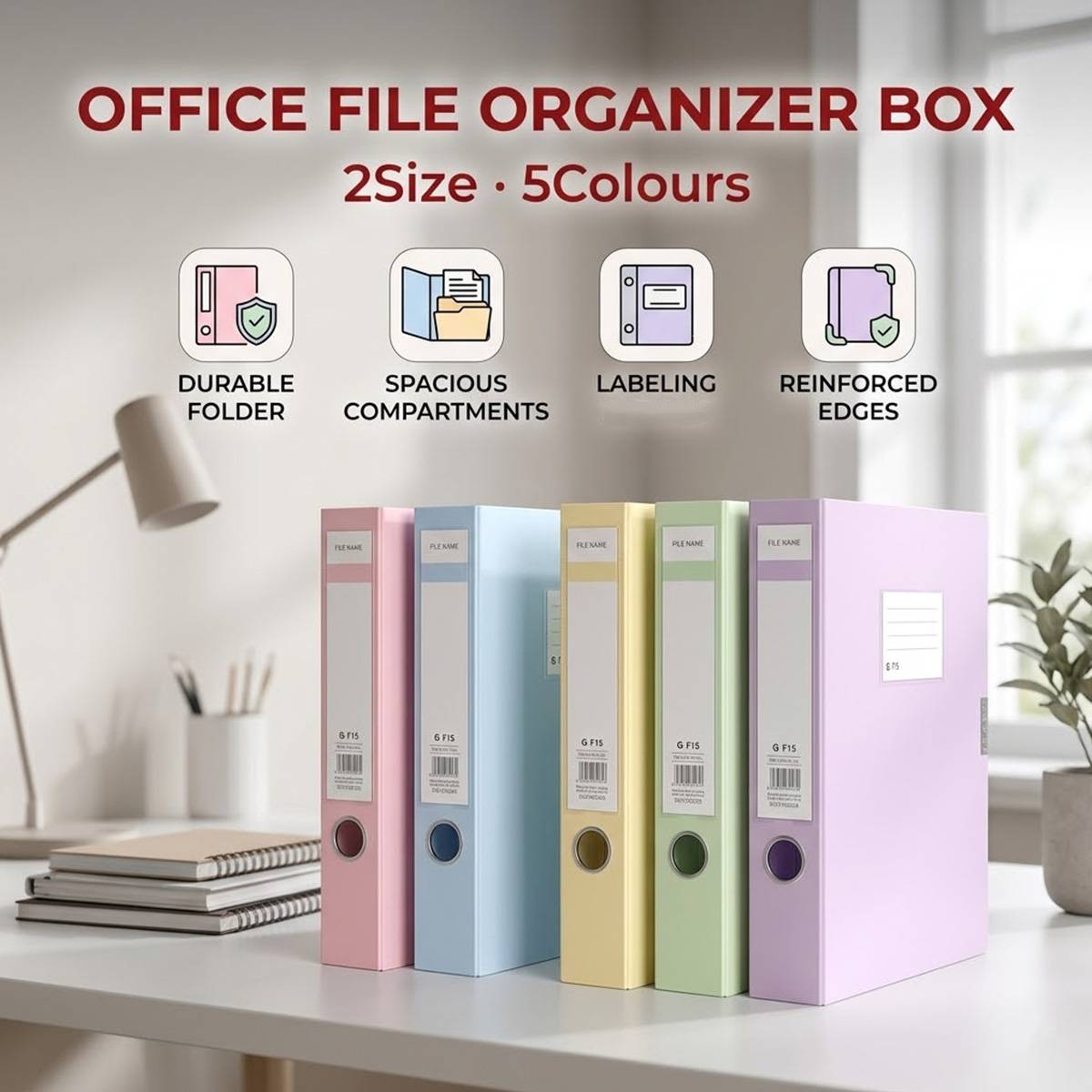 5 Colour File Boxes Two Spine Widths Set | StorageOZ