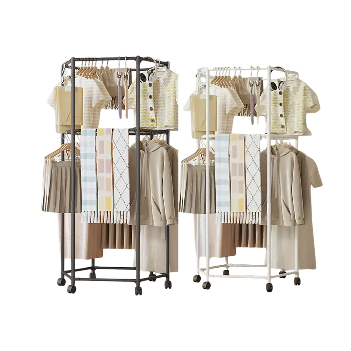 Rotating Floor Clothes Rack Two Colours Set | StorageOZ
