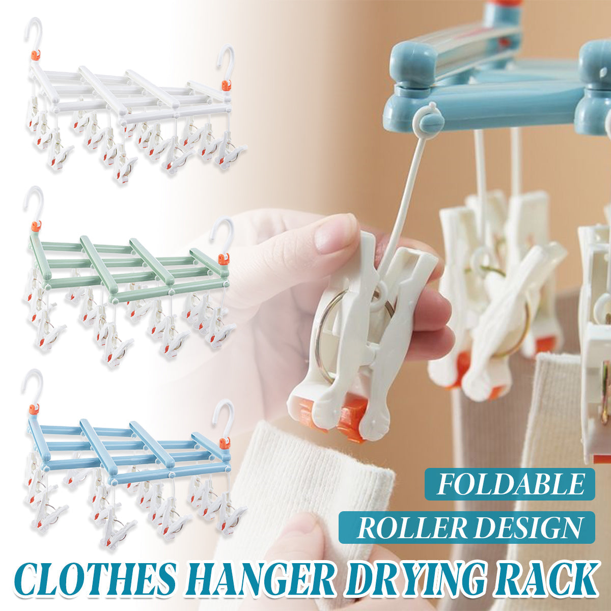 14 Clip Folding Drying Rack in Three Colours | StorageOZ