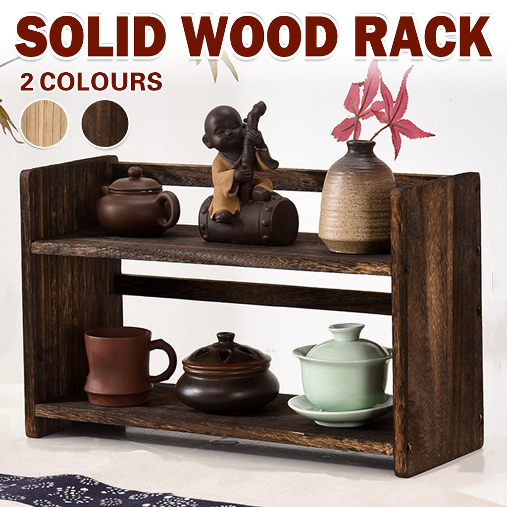 Solid Wood Book Stand Two Brown Tones Set | StorageOZ