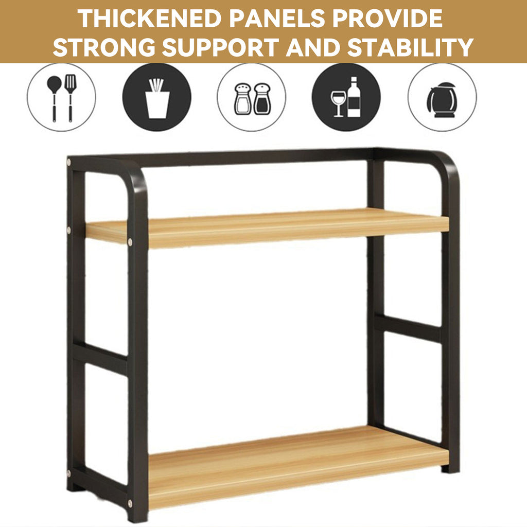 2 Tier Kitchen Storage Rack Floor Standing 50 x 42 x 14cm Spice Seasoning Shelf