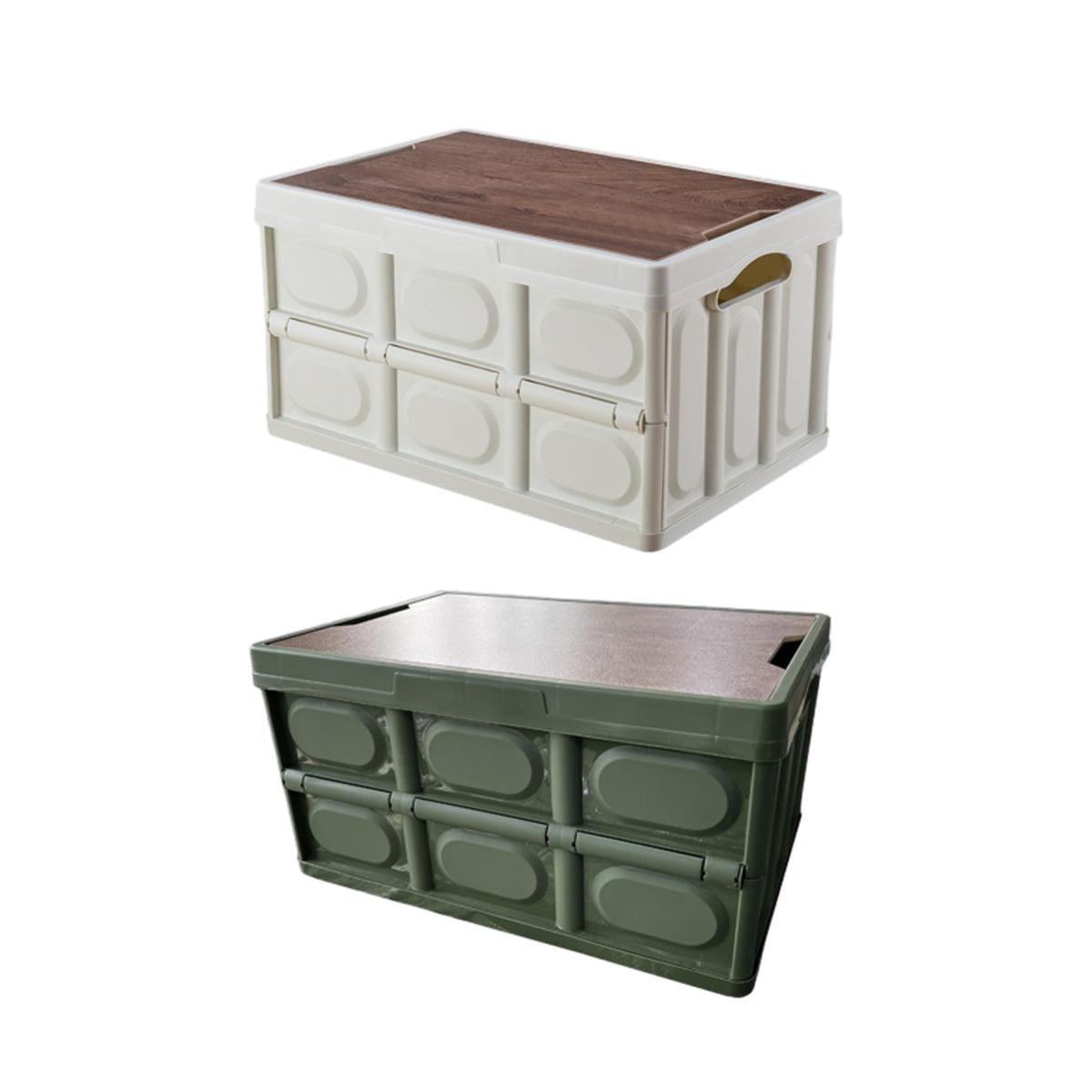 30L Folding Storage Box with Wooden Lid Set | StorageOZ