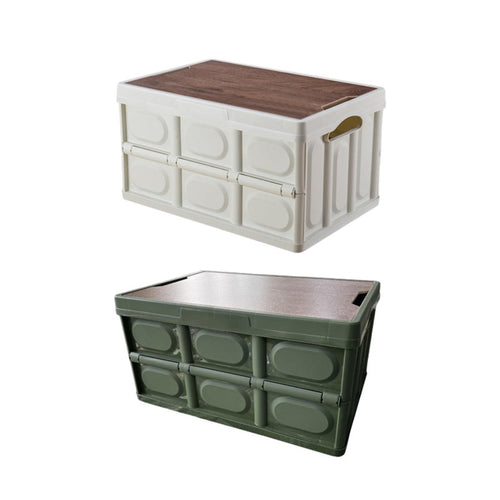 30L Folding Storage Box with Wooden Lid Set | StorageOZ
