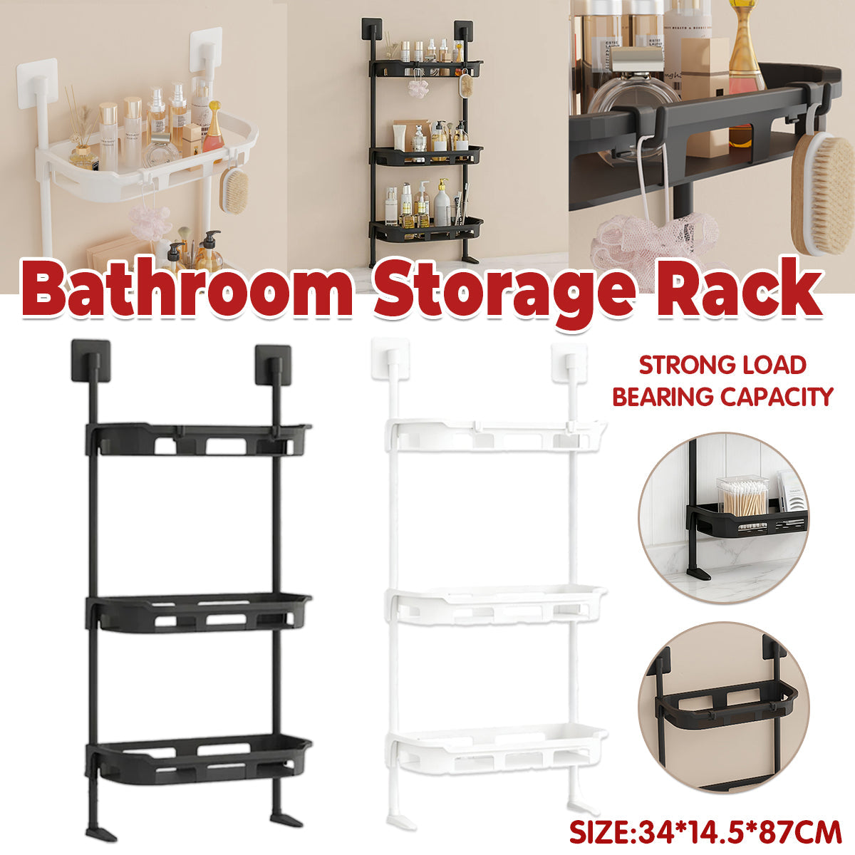 3 Tier Bathroom Wall Rack Two Colours Set | StorageOZ