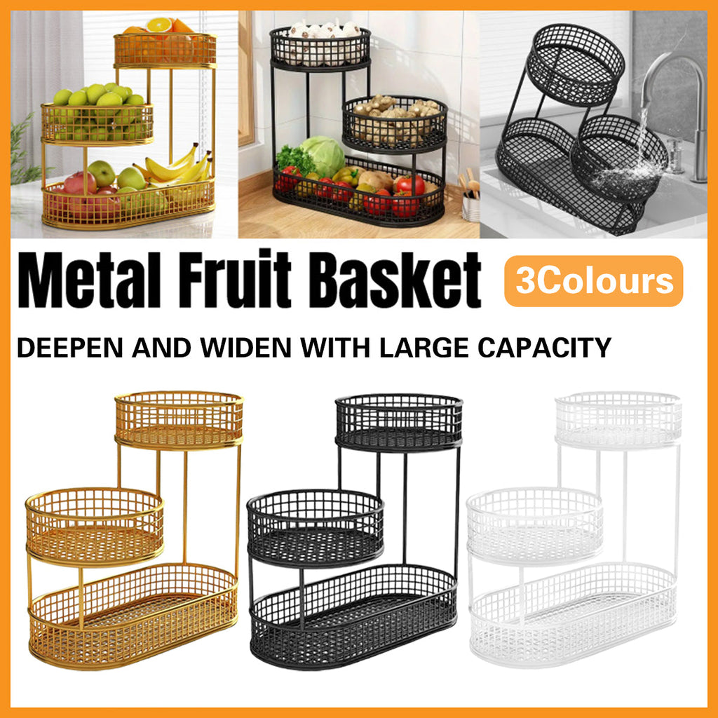 3 Tier Metal Fruit Basket in Three Colours | StorageOZ