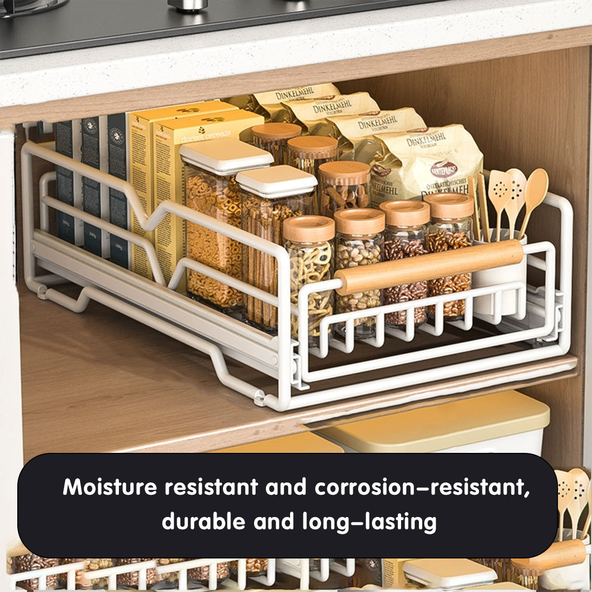 Pull Out Kitchen Cabinet Rack Two Colours | StorageOZ