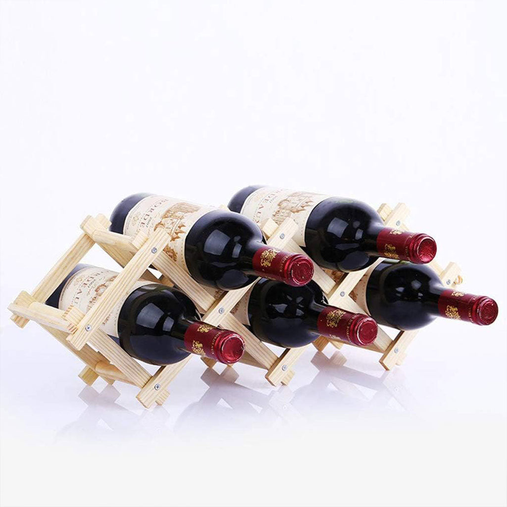 Foldable Pine Wine Rack 5 or 10 Bottles Set | StorageOZ