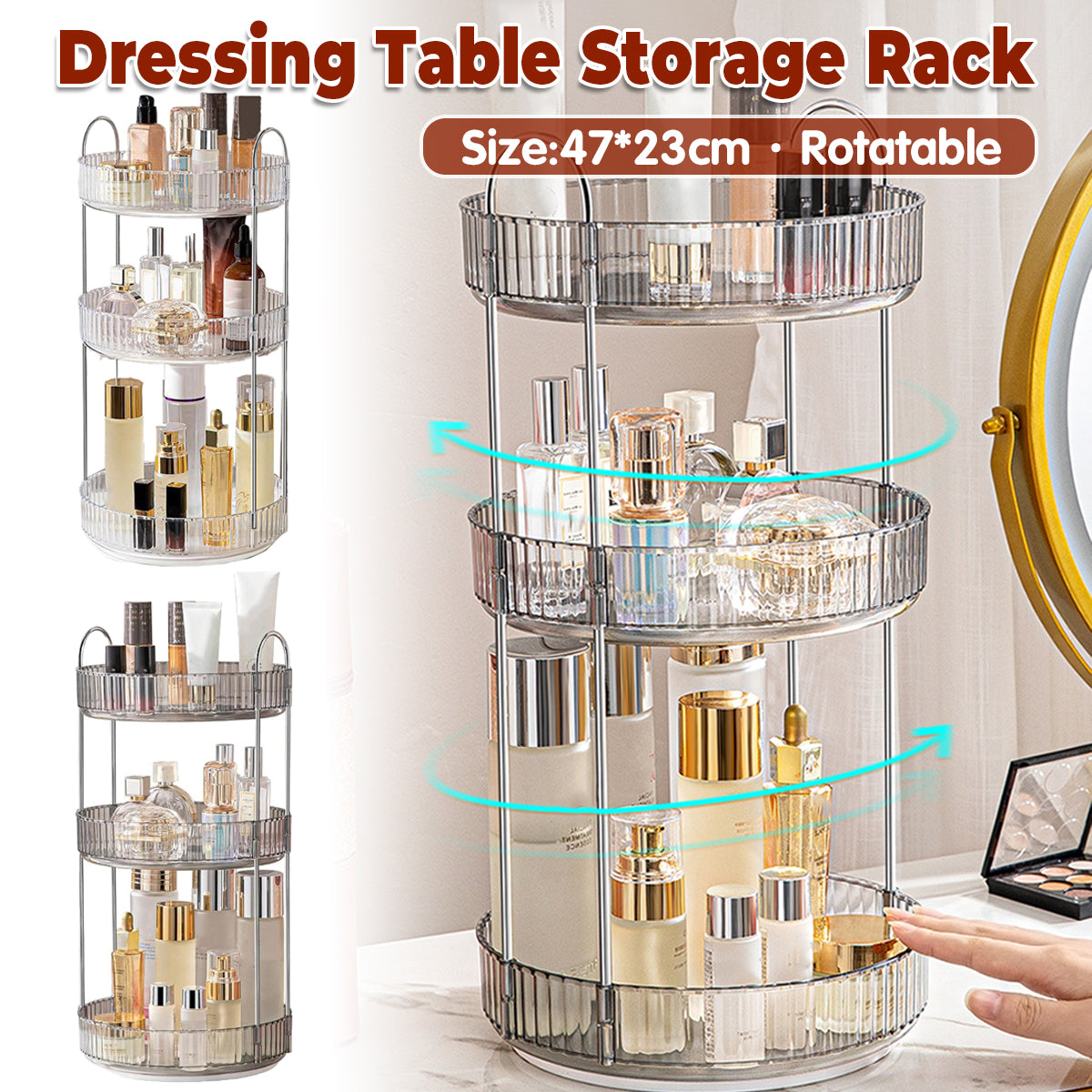 3 Tier Rotating Clear Rack Two Colours Set | StorageOZ