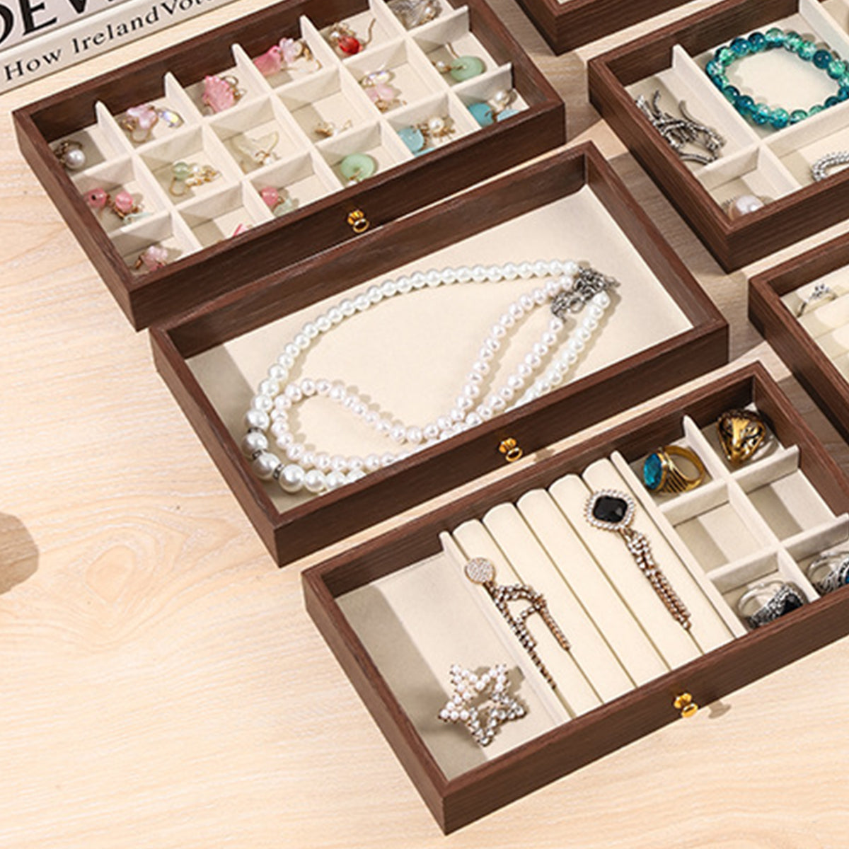 Wooden Jewellery Box Three Layouts Organiser | StorageOZ