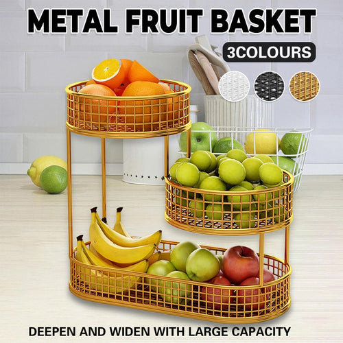 3 Tier Metal Fruit Basket in Three Colours | StorageOZ