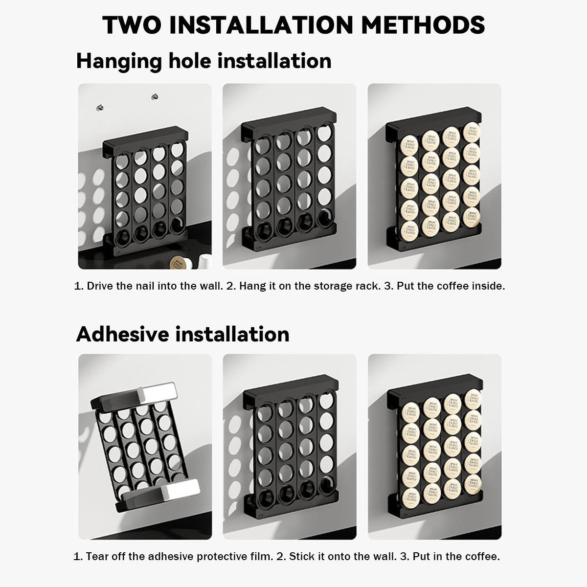 Wall Coffee Capsule Rack Two Colours Set | StorageOZ