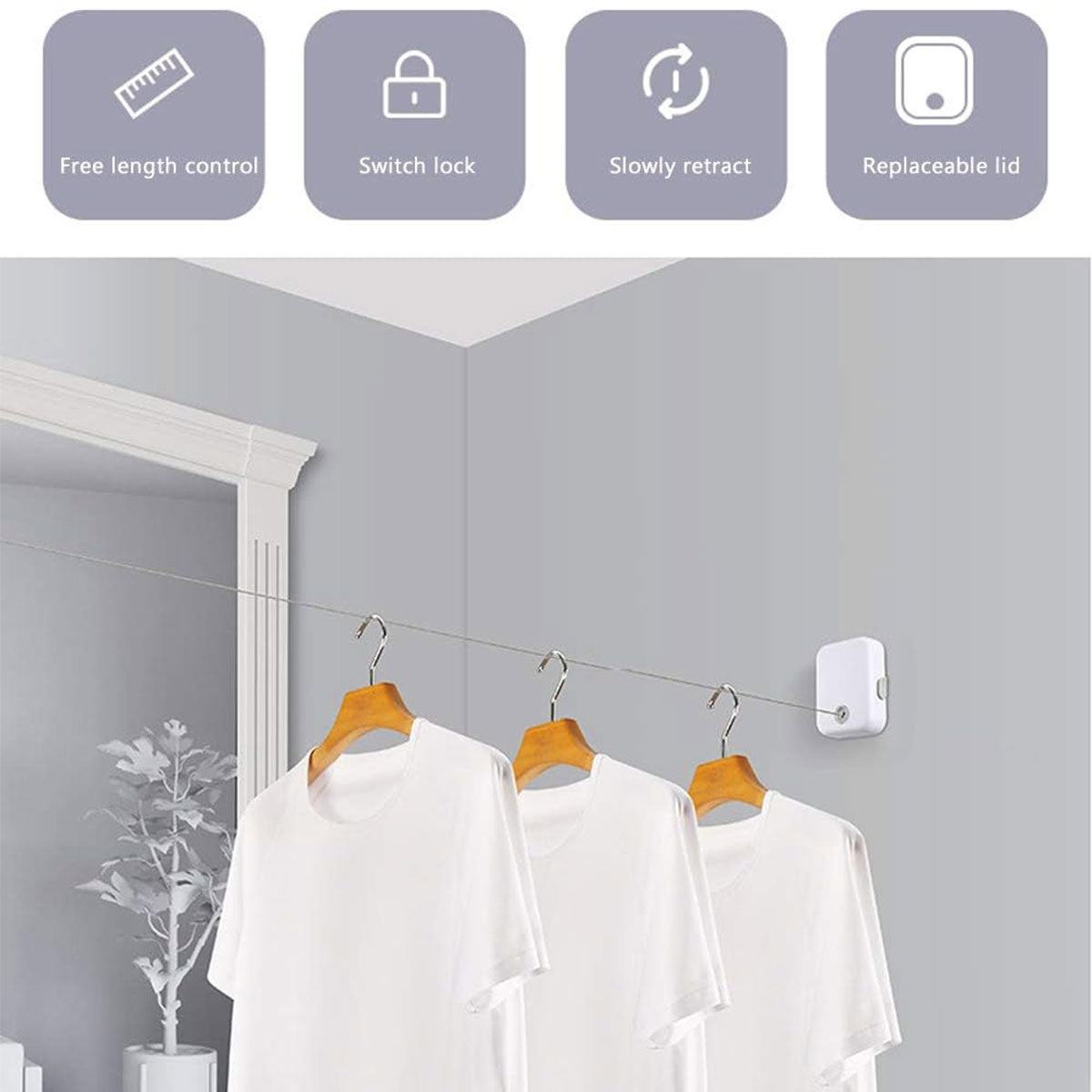 Retractable Wall Clothesline 4.3m Two Colours | StorageOZ