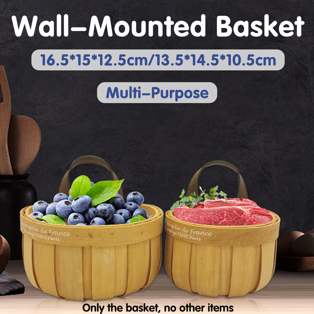 Yellow Woven Wall Basket in Two Sizes Set | StorageOZ