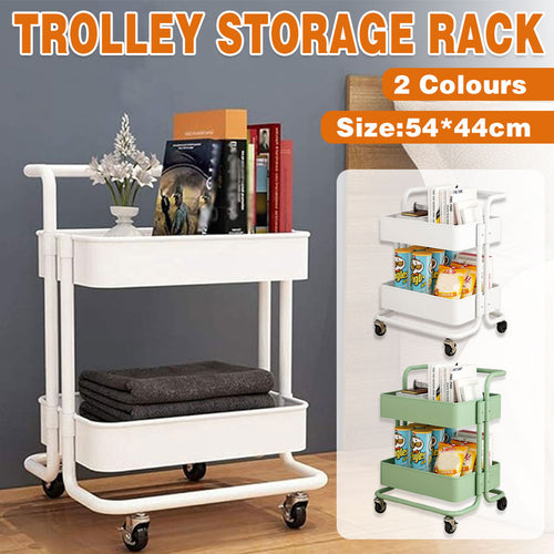 2 Tier Trolley Storage Rack Two Colours Set | StorageOZ