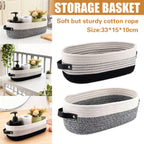 Oval Fabric Basket Leather Handles Two Colours | StorageOZ