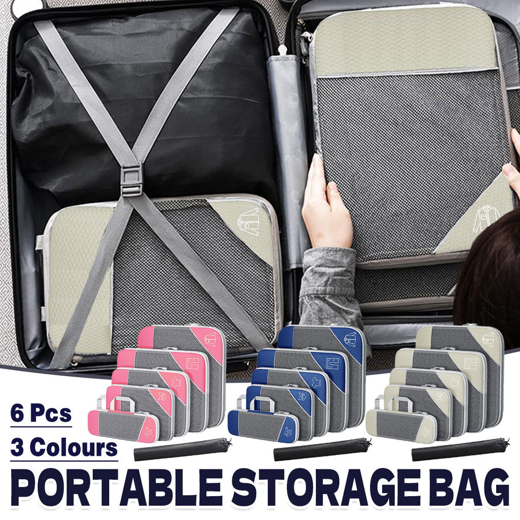 6 Pcs Compression Packing Cubes Three Colours | StorageOZ