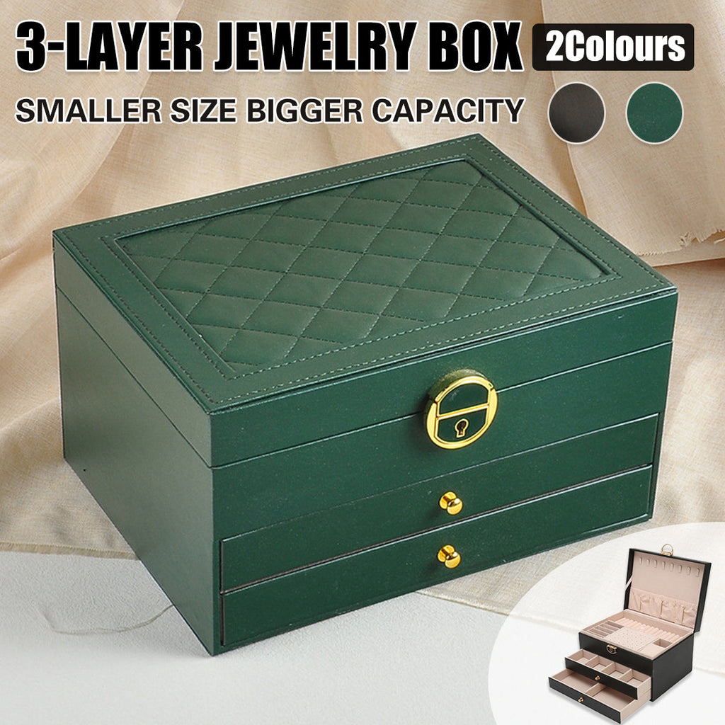 3 Layer Leather Jewellery Box Two Colours | StorageOZ