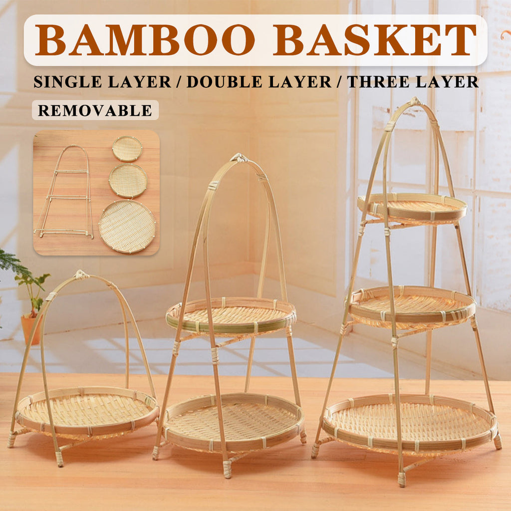 Bamboo Serving Basket in One to Three Tiers | StorageOZ