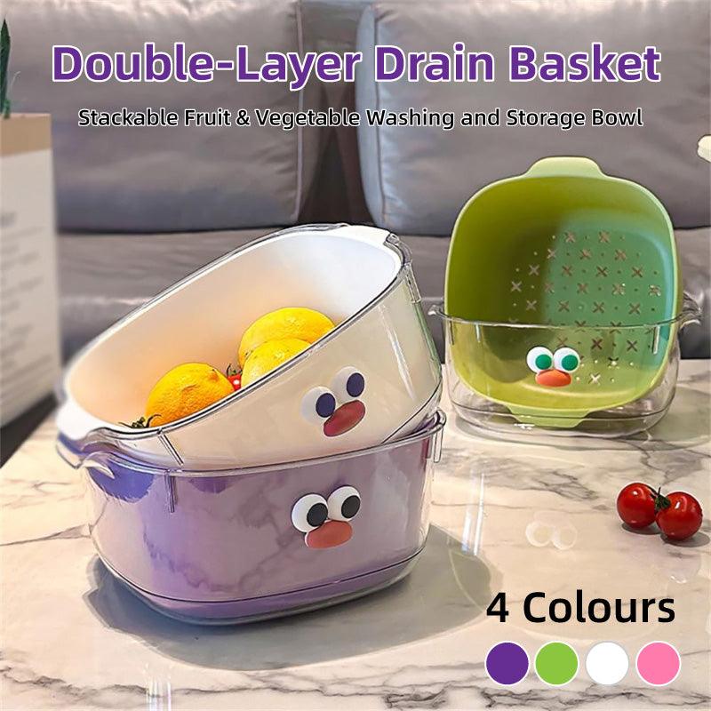 Double Layer Fruit Drain Basket Four Colours | StorageOZ