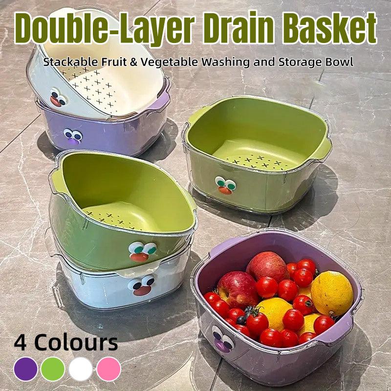 Double Layer Fruit Drain Basket Four Colours | StorageOZ