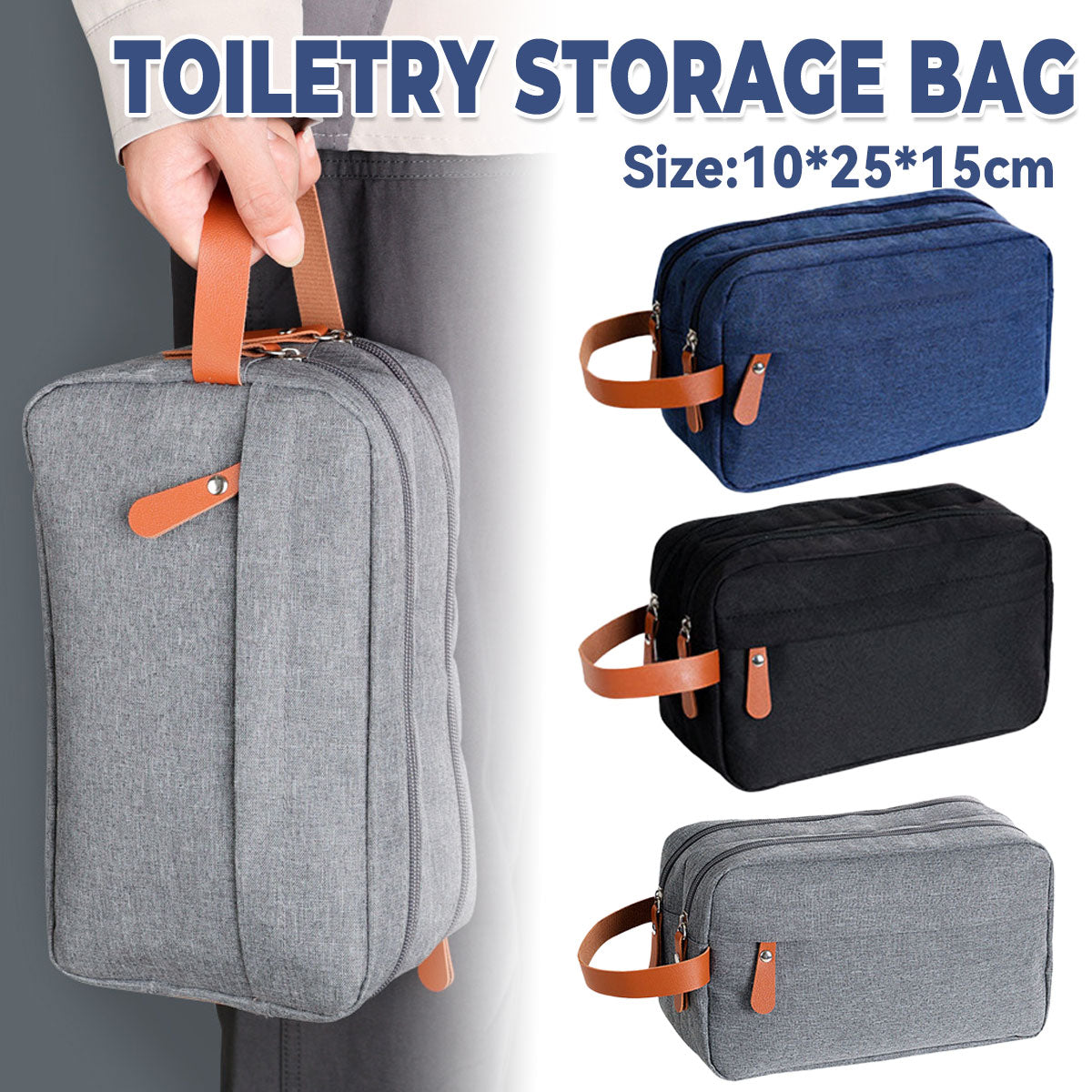 Toiletry Bag with Two Compartments Three Colours | StorageOZ