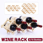 Foldable Pine Wine Rack 5 or 10 Bottles Set | StorageOZ