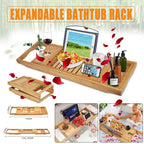 Extendable Bamboo Bathtub Caddy Tray Rack | StorageOZ