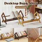 Angled Bamboo Desk Bookshelf Two Woods Set | StorageOZ