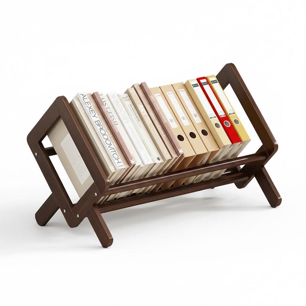 Angled Bamboo Desk Bookshelf Two Woods Set | StorageOZ