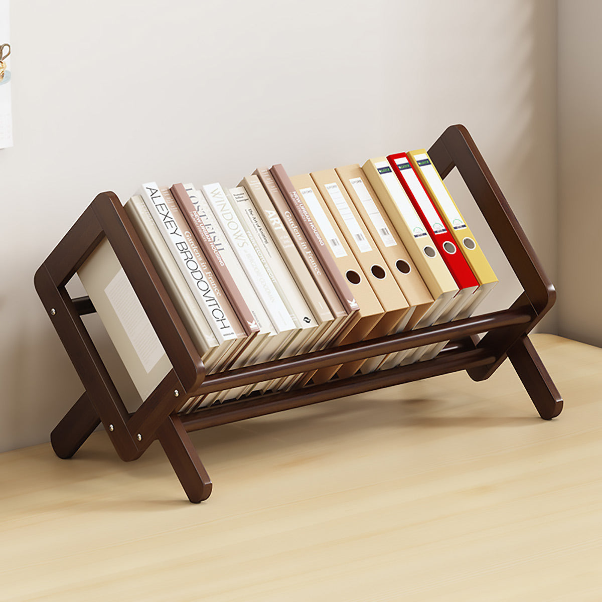 Angled Bamboo Desk Bookshelf Two Woods Set | StorageOZ