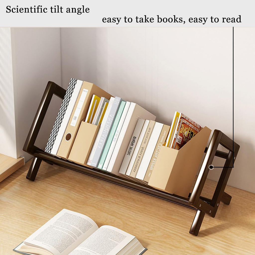 Angled Bamboo Desk Bookshelf Two Woods Set | StorageOZ