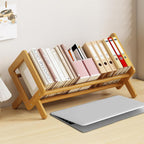 Angled Bamboo Desk Bookshelf Two Woods Set | StorageOZ