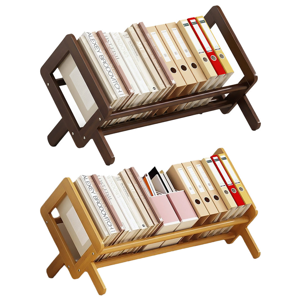 Angled Bamboo Desk Bookshelf Two Woods Set | StorageOZ