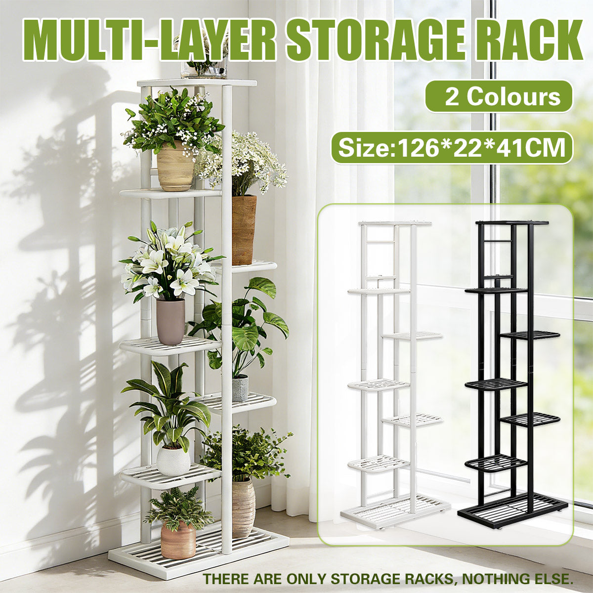 7 Tier Metal Plant Stand Two Colours Set | StorageOZ