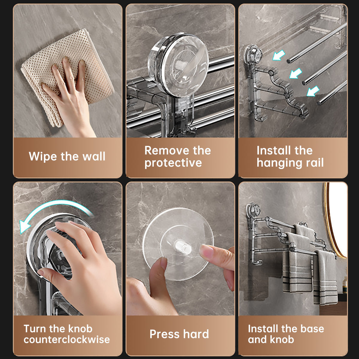 3 Tier No Drill Towel Rack Two Colours Set | StorageOZ
