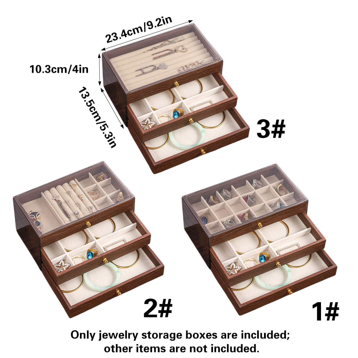 Wooden Jewellery Box Three Layouts Organiser | StorageOZ